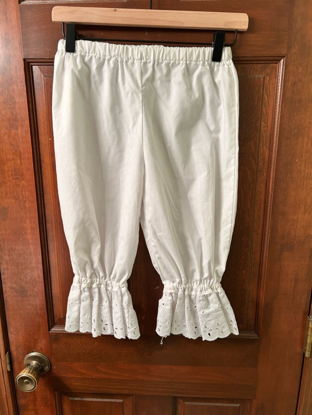 Kids Cute Handmade White Eyelet Ruffle Hem Casual Bottoms. No size tag.